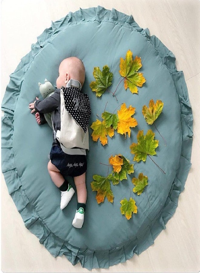 CottonFry Baby Cotton Play Mat Soft Crawling Mat Detachable Washable Game Blanket Floor Playmats Kids Infant Child Activity Round Rug (Sea Green, 40" Round) - Image 1