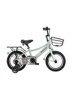 Star Kids 16 Inch Kids Bike for Boys and Girls with Basket, Training Wheels and Rear Rack (Light Green) 