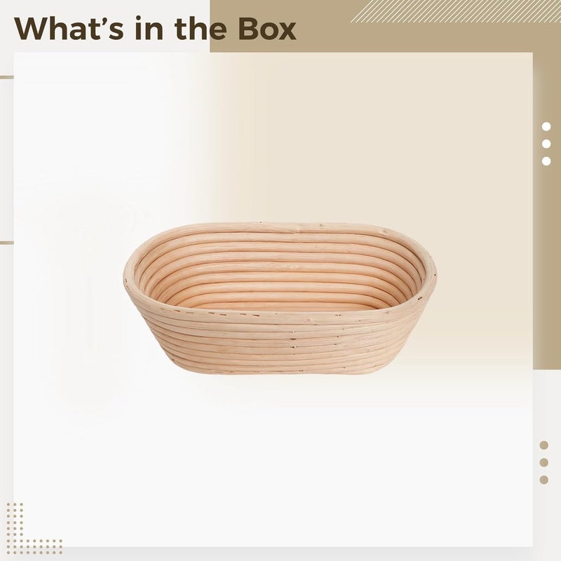 Proofing Basket For Sourdough Bread Baking, 9.8 X 5.1 In, Oval Rattan Bowl With Liner, Artisanal Loaf Proofing Supplies - Image 5