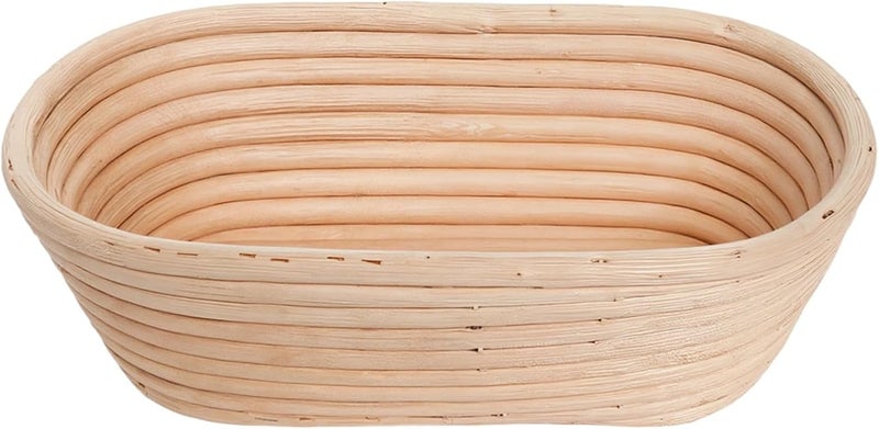 Proofing Basket For Sourdough Bread Baking, 9.8 X 5.1 In, Oval Rattan Bowl With Liner, Artisanal Loaf Proofing Supplies - Image 1