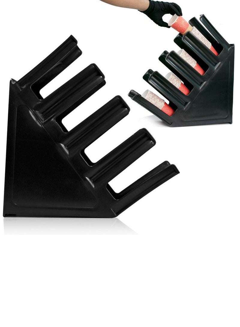 Hanayo Paper Cup Holder Disposable Coffee Cup Organizer 4 Compartment Plastic Disposable Cup Dispenser Organized Storage for Countertop Coffee Station Bar Kitchen Restaurant Office(Black) - Image 5