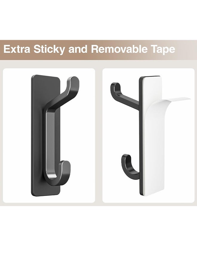 Self Adhesive Hooks, Extra Sticky and Strong, Hanging up to 6KG, Heavy Duty Stick on, No-Nail Hook for Back of Door, Black, 4 Pack - Image 5