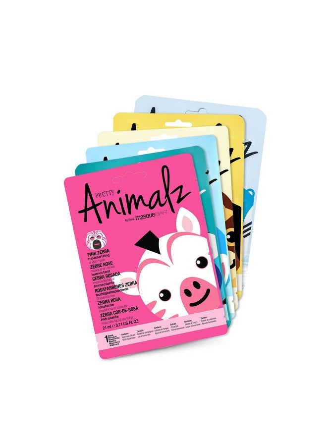 masque Bar Asque Bar Pretty Animalz Facial Sheet Mask Fun And Unique Sheet Masks With Animal Character Prints Hydrating And Soothing Korean Facial Mask Nourishing & Exfoliating Skin Care Pack Of 6 - Image 1