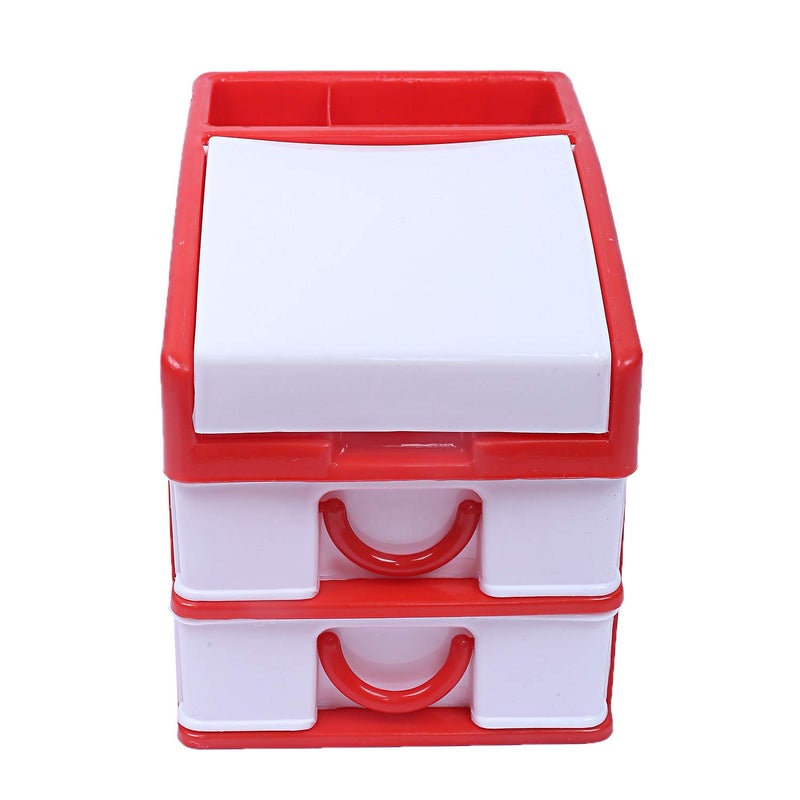 Kuber Industries Plastic Three Layer Drawer Storage Cabinet Box RedCTKTC25107 - Image 4