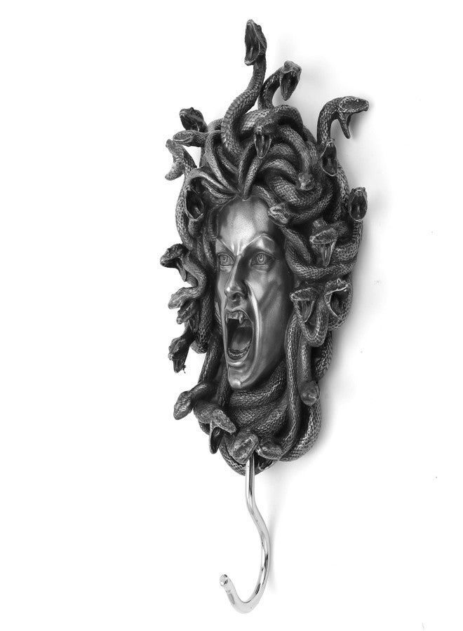 Veronese Design 9" Head of Medusa Wall Hook Resin Sculpture Pewter Finish - Image 2