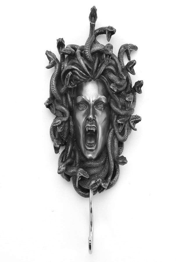 Veronese Design 9" Head of Medusa Wall Hook Resin Sculpture Pewter Finish - Image 1