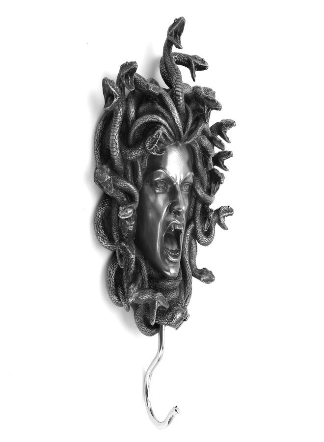 Veronese Design 9" Head of Medusa Wall Hook Resin Sculpture Pewter Finish - Image 4