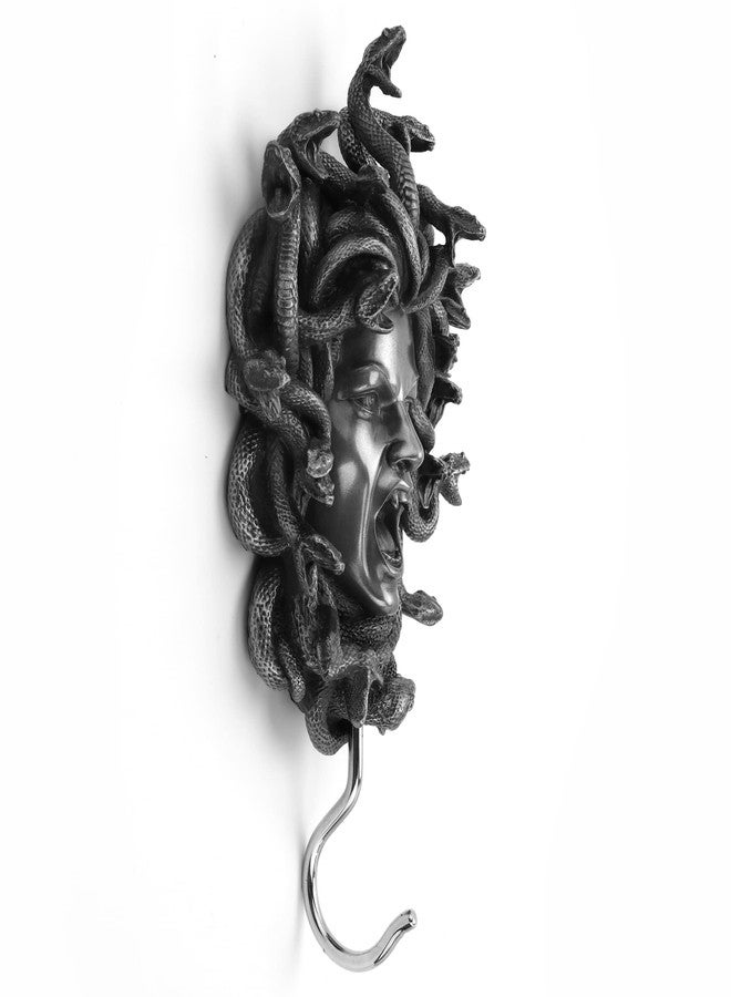 Veronese Design 9" Head of Medusa Wall Hook Resin Sculpture Pewter Finish - Image 5