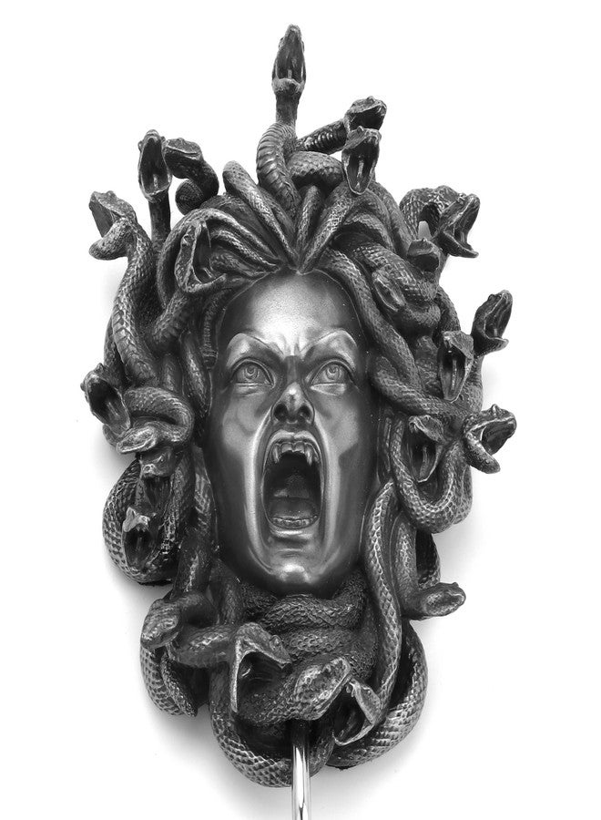 Veronese Design 9" Head of Medusa Wall Hook Resin Sculpture Pewter Finish - Image 3