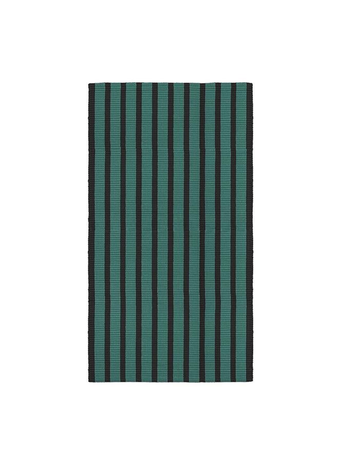 Zaboon Rug, flatwoven, blue-green/black, 80x150 cm - Image 1