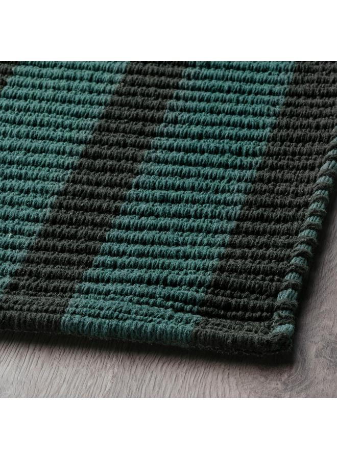 Zaboon Rug, flatwoven, blue-green/black, 80x150 cm - Image 2