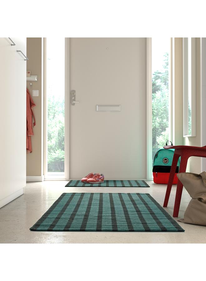 Zaboon Rug, flatwoven, blue-green/black, 80x150 cm - Image 3