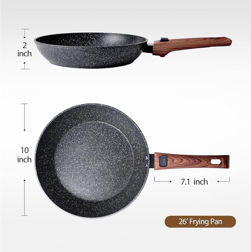 SNAPCOM Non Stick Frying pan bakelite Wood Handle for Induction cookware Safe for Dish Washer Professional Kitchen Non Stick Frying pan for Dosa, Uttapam, Paratha, Pancake for Cooking (1) - Image 2