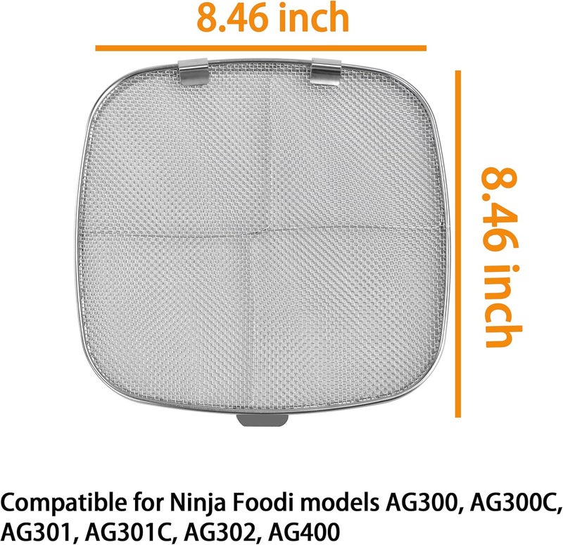 Croask Replacement Splatter Shield for Ninja Foodi AG301,Accessories for Foodi 5-in-1 Indoor Grill,Stainless Steel Fine Mesh Splatter Screen for Ninja AG300, AG300C,AG301C, AG302, AG400 - Image 2