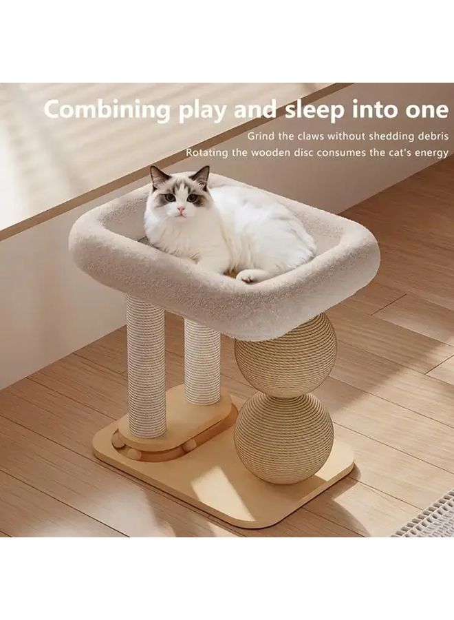 Double Column Cat Tree With Sisal Scratching Posts And Plush Bed - Image 4