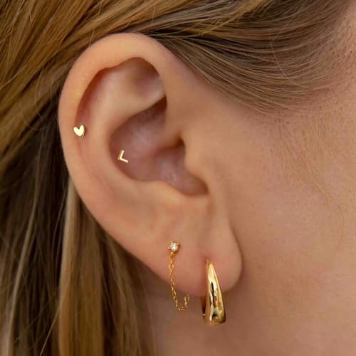 NONTAI 16G Tiny Stud Earrings, Titanium Flat Back Earrings Push Pin Labret, Helix Tragus Stud Conch Piercing Jewelry - Image 3