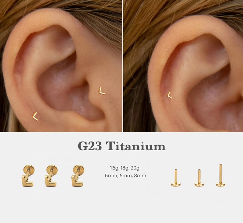 NONTAI 16G Tiny Stud Earrings, Titanium Flat Back Earrings Push Pin Labret, Helix Tragus Stud Conch Piercing Jewelry - Image 2