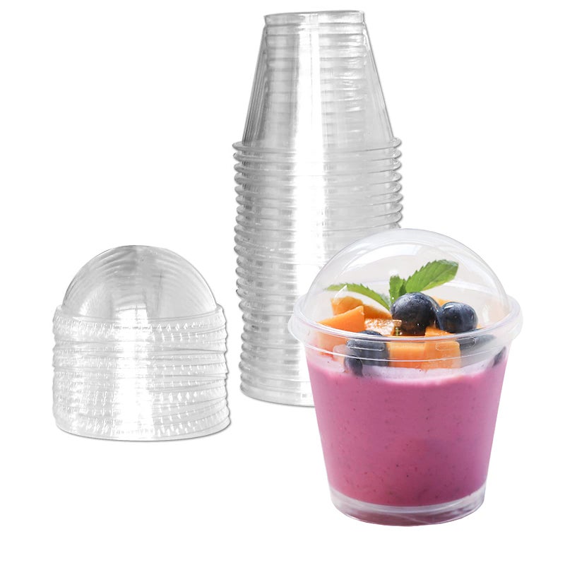 MR.FOAM MRFOAM Clear Plastic Cups with Lids6oz25 Sets Mini Parfait Cups with No Holes Dome LidsParfait Cups with Lids Disposable Party Cups for FruitIce CreamCupcakeIced Cold Drinks - Image 1
