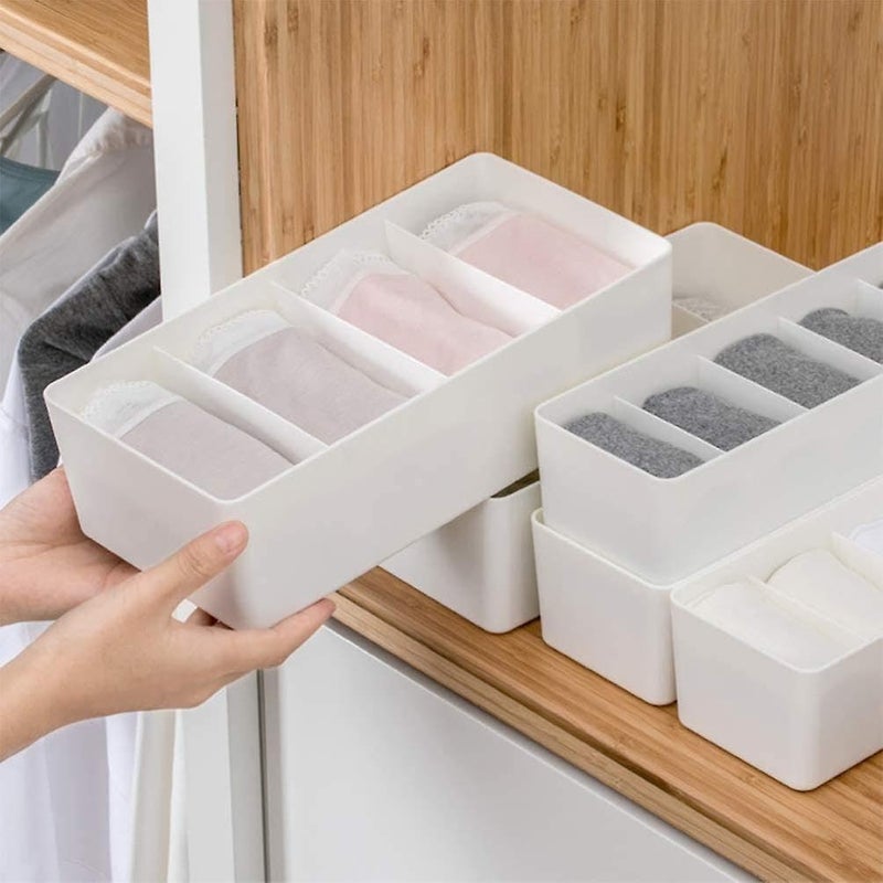 Kuber Industries Kuber Industries Cloth Storage Box 4 GridDrawer Divider|Wardrobe Organizer For clothes (White)  - Image 2