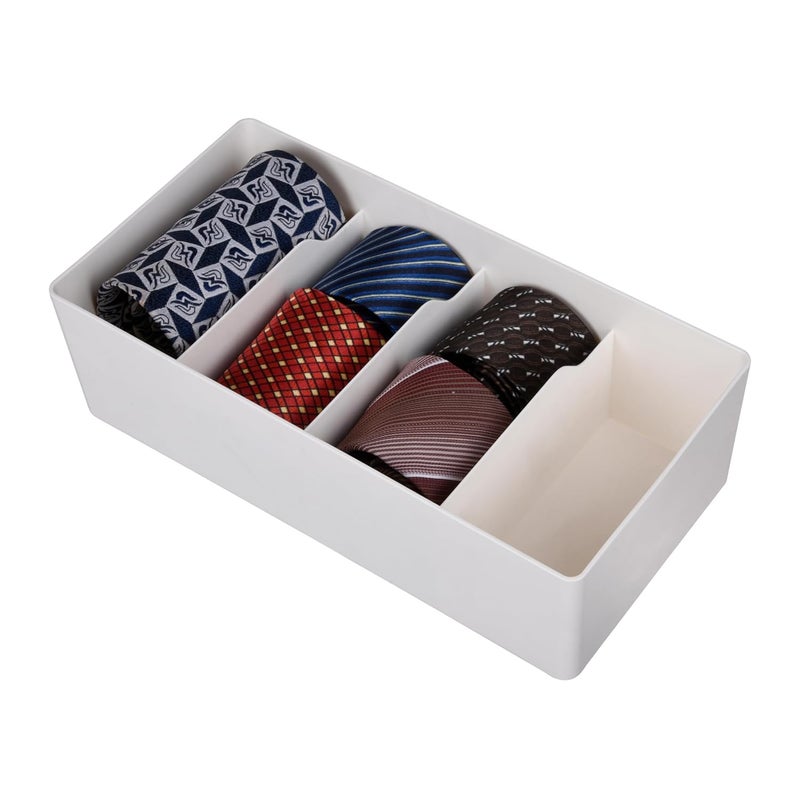 Kuber Industries Kuber Industries Cloth Storage Box 4 GridDrawer Divider|Wardrobe Organizer For clothes (White)  - Image 1