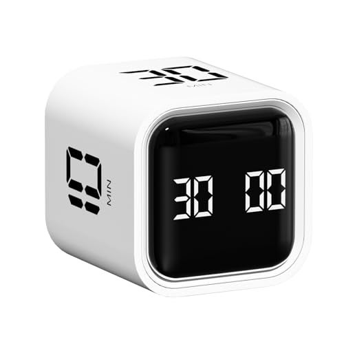 Wbacon Cube Pomodoro Timer, Smart Productivity Timer 5/10/30/60 Minutes & Custom Countdown, Pause & Resume, Adjustable & Silent Visual Timer, Portable Rotation Multi Desk Timer for Study Task Work Kitchen - Image 1