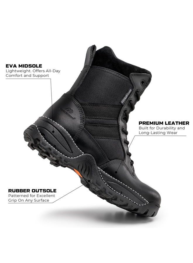 Maelstrom Military Tactical Work Waterproof Boots with Side Zipper, Black, Size 11M - Image 2
