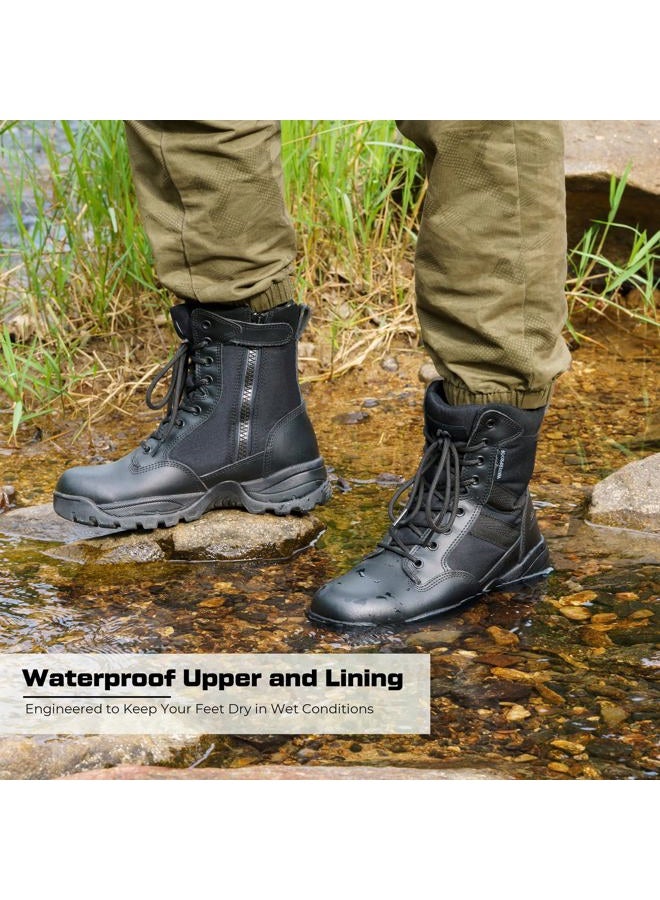 Maelstrom Military Tactical Work Waterproof Boots with Side Zipper, Black, Size 11M - Image 5