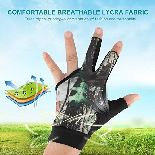 ZERONE قفازات زيرون للبلياردو 3 أصابع قفاز سنوكر قفاز عصا البلياردو لقناصين البلياردو للرجال والنساء (L-تمويه) - Image 2