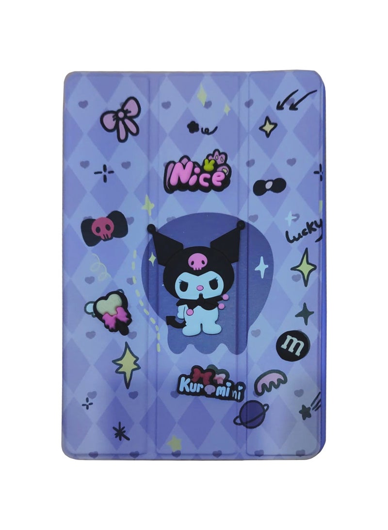 دبليو تيك سامسونج جالاكسي تاب A11 4G 2025 (8.7 بوصة) غطاء خلفي ذكي قابل للقلب بطبعة كرتونية، يعمل تلقائيًا بوضع الاستيقاظ/النوم مع حامل قلم (TCFPSR) - بنفسجي - Image 3