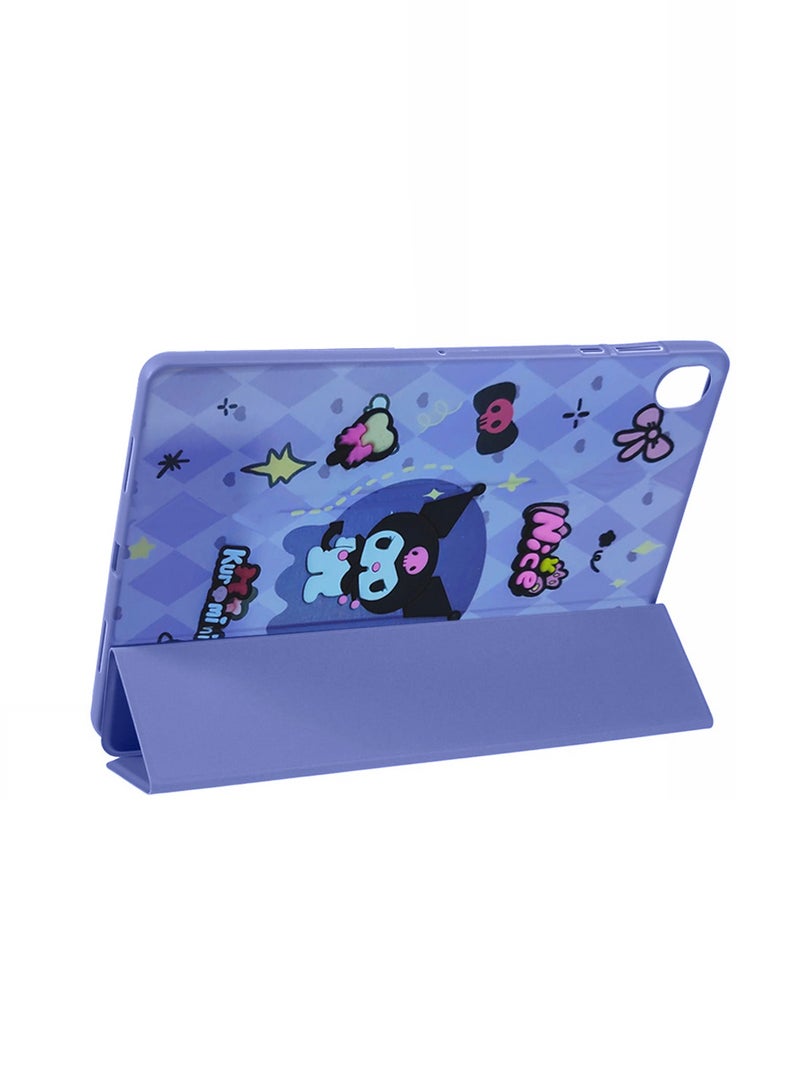 دبليو تيك سامسونج جالاكسي تاب A11 4G 2025 (8.7 بوصة) غطاء خلفي ذكي قابل للقلب بطبعة كرتونية، يعمل تلقائيًا بوضع الاستيقاظ/النوم مع حامل قلم (TCFPSR) - بنفسجي - Image 2