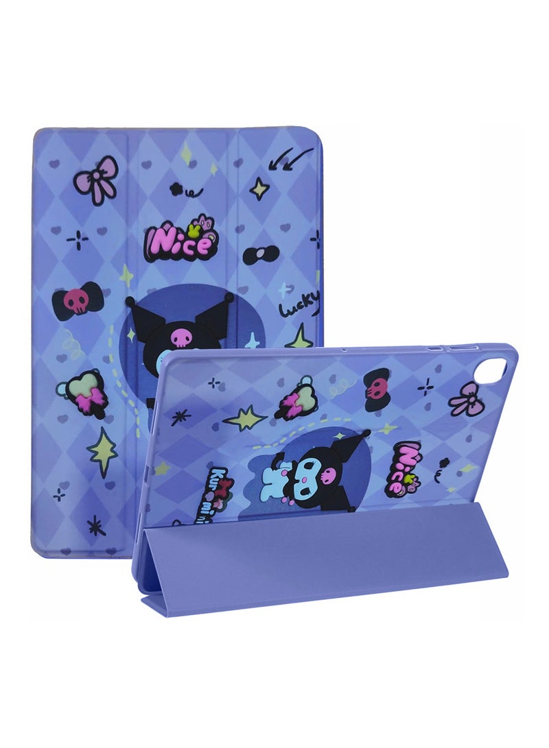 دبليو تيك سامسونج جالاكسي تاب A11 4G 2025 (8.7 بوصة) غطاء خلفي ذكي قابل للقلب بطبعة كرتونية، يعمل تلقائيًا بوضع الاستيقاظ/النوم مع حامل قلم (TCFPSR) - بنفسجي - Image 1