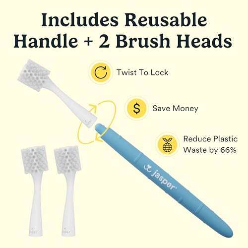 Jasper Macrobrush 360º, Dog Toothbrush for Medium to Large Dogs, Soft-Bristled Dog Tooth Brushing Kit - Premium Non-Slip Handle with 2 Replaceable Tooth Brush Heads, Use with Pet Toothpaste - Image 5