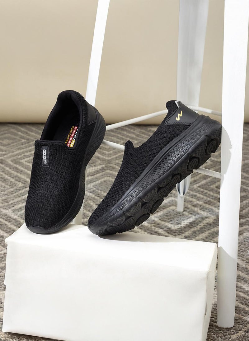 CAMPUS Men Black/Golden Oxyfit Advance Nitro Fly Advance Memory Slip-On Walking Shoes-Black - Image 4