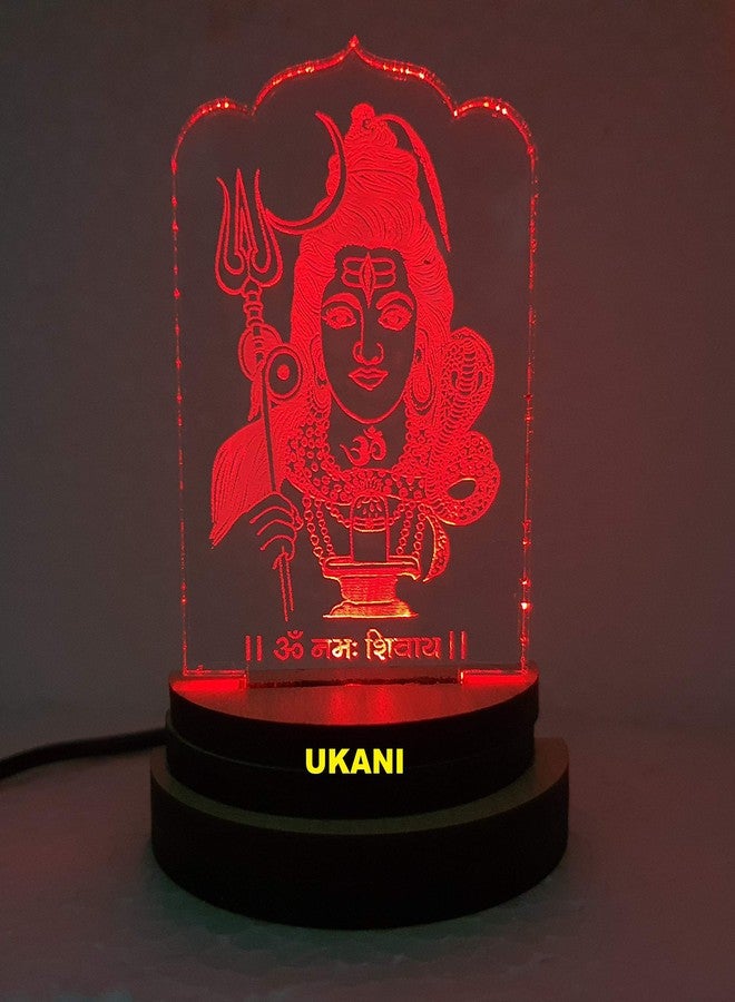 UKANI مصباح ليلي ثلاثي الأبعاد من يوكاني، يعمل بمنفذ USB، على شكل الإله شيفجي بولينات، مناسب للسيارة/المكتب/سطح المكتب/كهدية/لغرفة النوم/صالة/سطح الطاولة، بإضاءة متغيرة الألوان بسبعة ألوان، مقاس 3 بوصات (التصميم 3). - Image 1