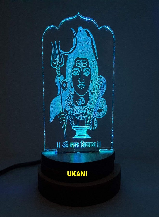 UKANI مصباح ليلي ثلاثي الأبعاد من يوكاني، يعمل بمنفذ USB، على شكل الإله شيفجي بولينات، مناسب للسيارة/المكتب/سطح المكتب/كهدية/لغرفة النوم/صالة/سطح الطاولة، بإضاءة متغيرة الألوان بسبعة ألوان، مقاس 3 بوصات (التصميم 3). - Image 3