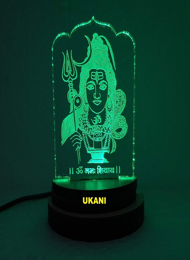 UKANI مصباح ليلي ثلاثي الأبعاد من يوكاني، يعمل بمنفذ USB، على شكل الإله شيفجي بولينات، مناسب للسيارة/المكتب/سطح المكتب/كهدية/لغرفة النوم/صالة/سطح الطاولة، بإضاءة متغيرة الألوان بسبعة ألوان، مقاس 3 بوصات (التصميم 3). - Image 5