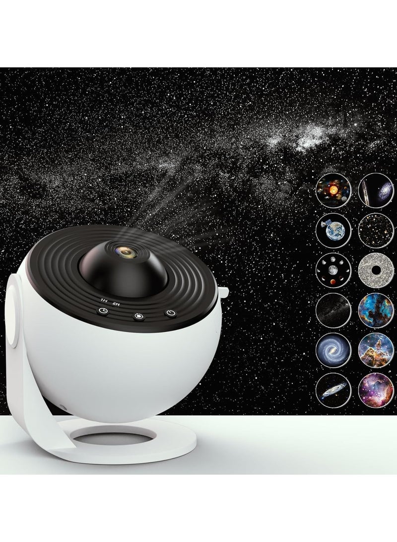 ياميم جهاز عرض Yameem Starry Night، جهاز عرض Galaxy، جهاز عرض السماء الليلية، القبة السماوية المنزلية، ضوء ليلي يدور 360 درجة، 12 قرصًا منطقة عرض كبيرة هدايا السماء للأطفال البالغين (أبيض) - Image 1