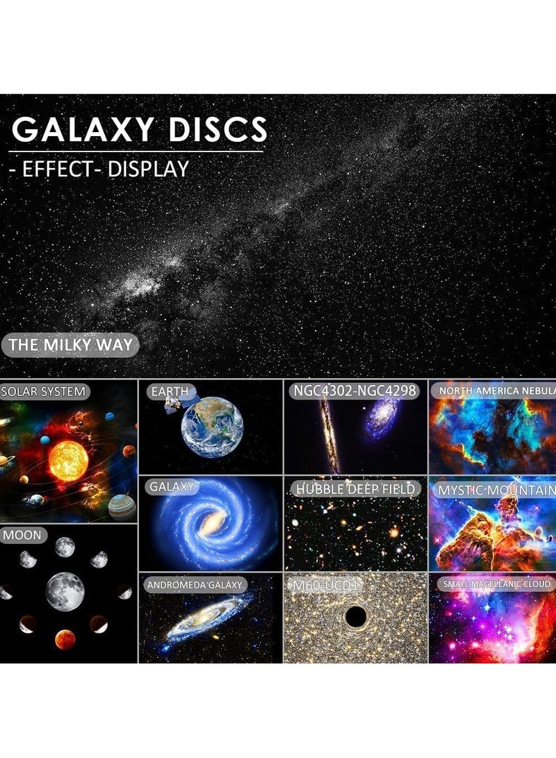 ياميم جهاز عرض Yameem Starry Night، جهاز عرض Galaxy، جهاز عرض السماء الليلية، القبة السماوية المنزلية، ضوء ليلي يدور 360 درجة، 12 قرصًا منطقة عرض كبيرة هدايا السماء للأطفال البالغين (أبيض) - Image 4