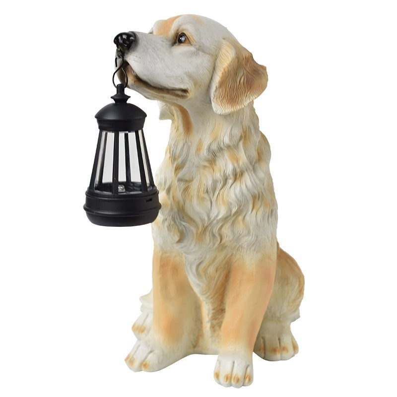 Resin Dog Carrying Lantern Solar Outdoor Light for Home Garden Corridor Path Statue Decor - Image 3
