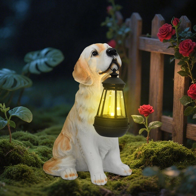 Resin Dog Carrying Lantern Solar Outdoor Light for Home Garden Corridor Path Statue Decor - Image 5