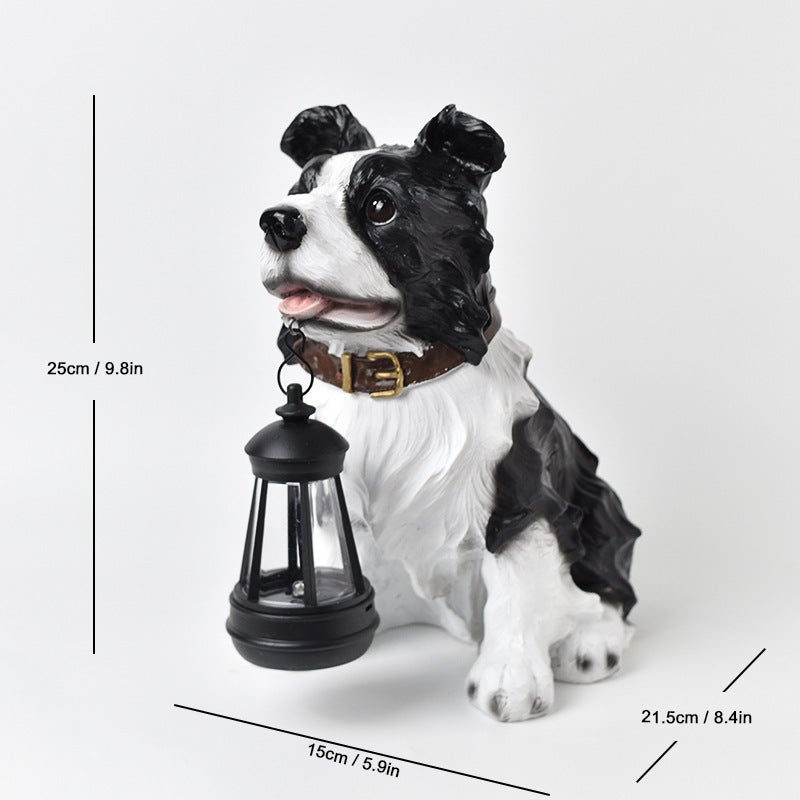 Resin Dog Carrying Lantern Solar Outdoor Light for Home Garden Corridor Path Statue Decor - Image 1
