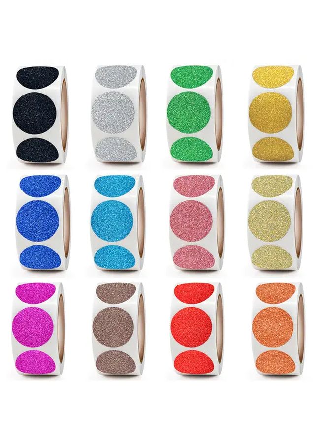 Round Waterproof 1 Inch 12 Colors Gift Card Sealing Stickers Model 74R CSJ - Image 1