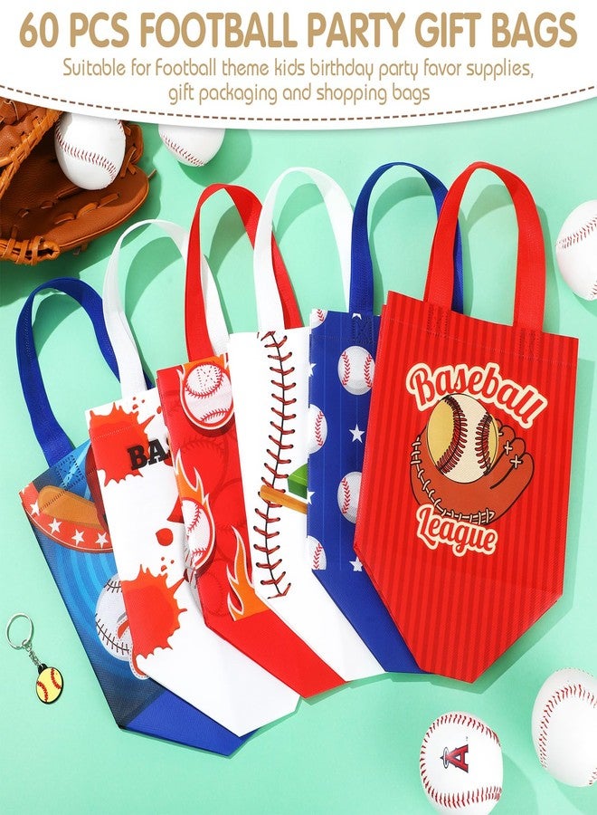 Kigeli 60 Pcs Baseball Party Gift Bags Baseball Goodie Treat Reusable Non Woven Gift Bags with Handles Snack Candy Bagsfor Team Party Birthday Supplies - Image 3