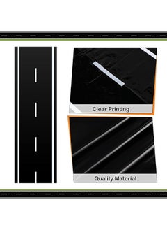 Remagr Racetrack Floor Running Black Racer Party Decoration Mat Road Table Runner Long Racetrack Tablecloth Drag for Party (Simple Style,16 ft x 2 ft)  - Image 1