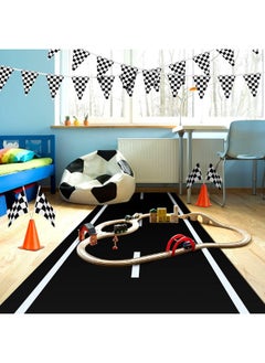 Remagr Racetrack Floor Running Black Racer Party Decoration Mat Road Table Runner Long Racetrack Tablecloth Drag for Party (Simple Style,16 ft x 2 ft)  - Image 5