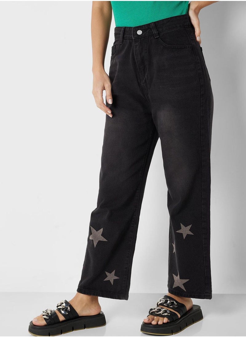 Ginger - Star Print High Waist Jeans - Image 1