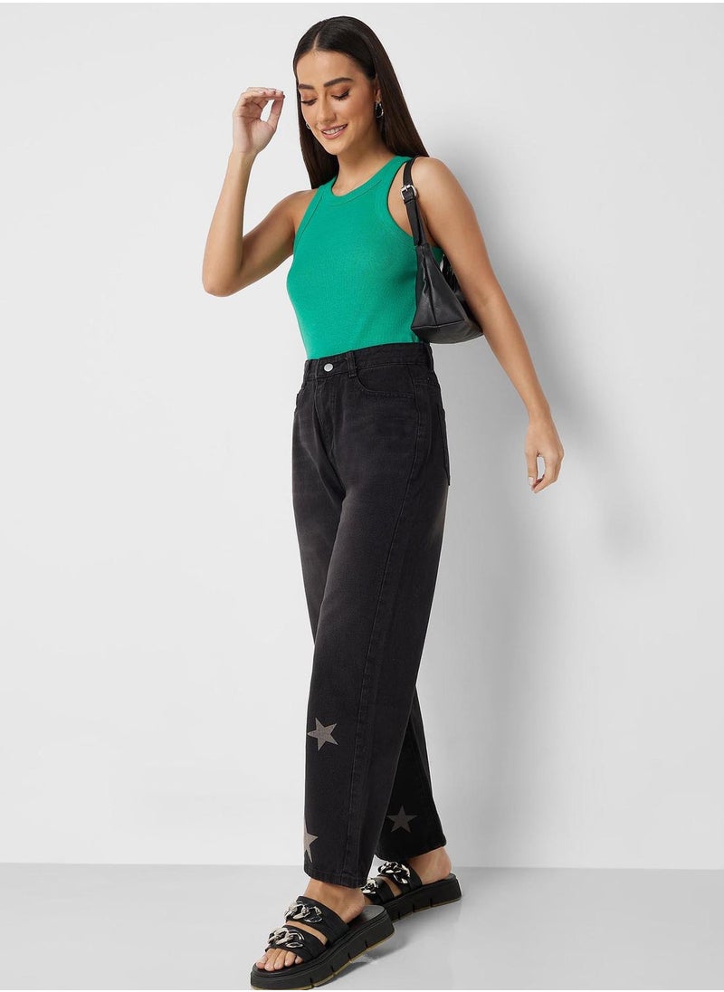 Ginger - Star Print High Waist Jeans - Image 1