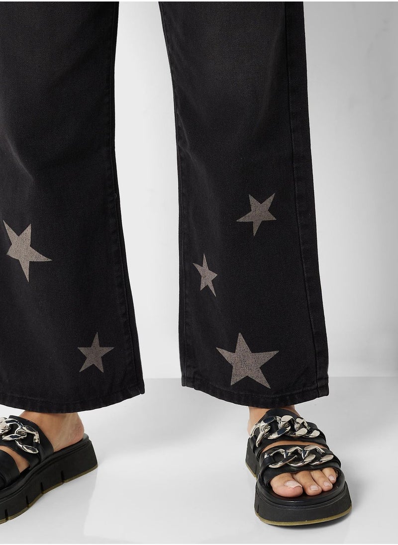 Ginger - Star Print High Waist Jeans - Image 1
