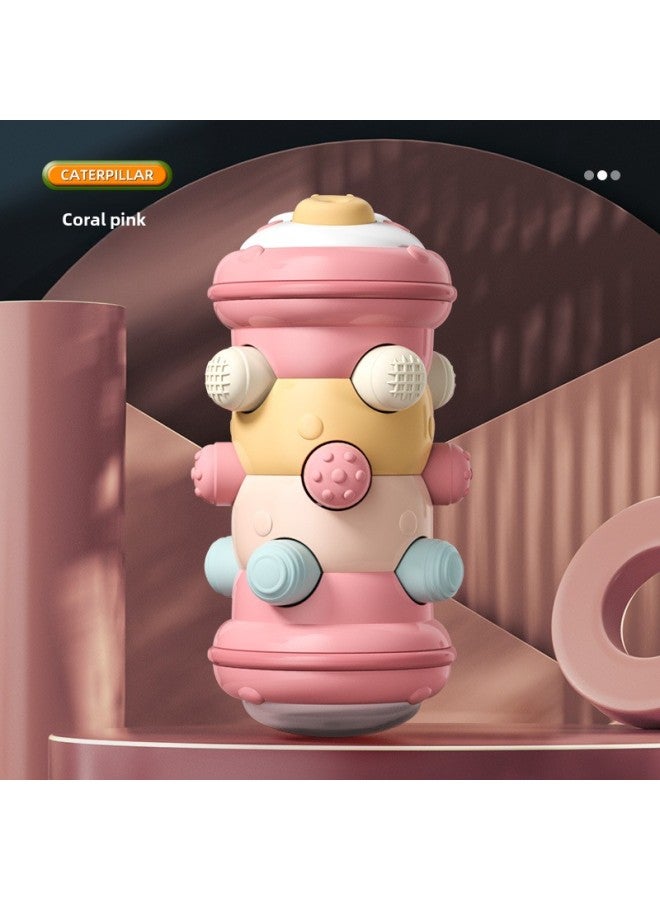 Cartoon Cute Fun Roller Caterpillar Pressing Early Education Educational Exercise Finger Grasping Crawling Training Infant Toys-Color:RYB1022-23 Coral Pink Roller Caterpillar  - Image 1