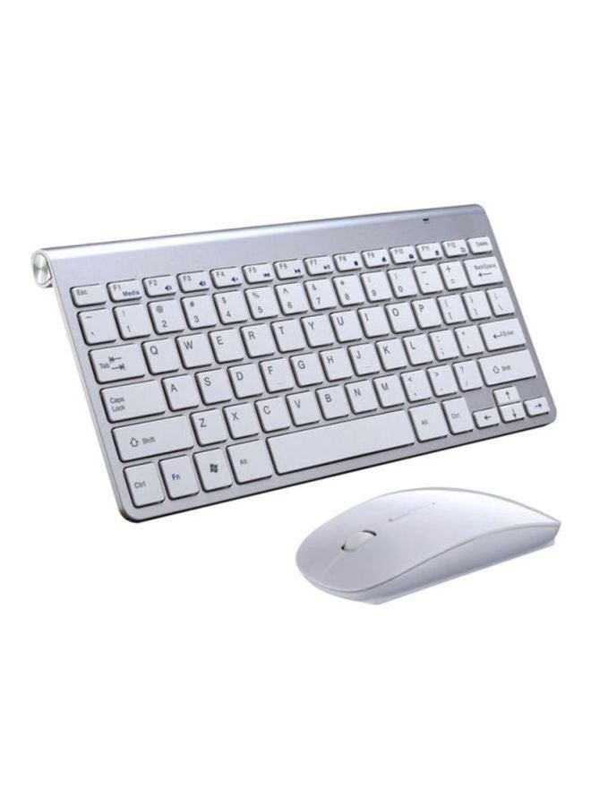 Wireless Multimedia Keyboard With Mouse Set White